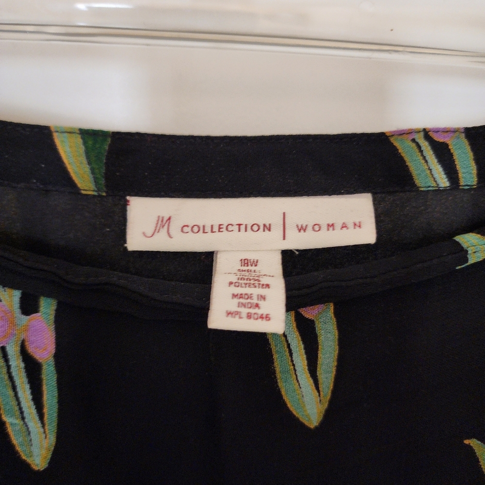 JM Collection Black Floral A-Line Skirt - Picture 2 of 3